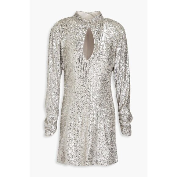 Ronny Kobo Lauper cutout sequin Dress in Silver size M - Picture 9 of 9